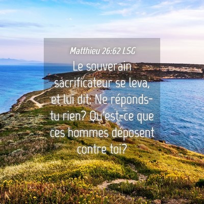 Picture 04 - Matthieu 26:62 LSG - Le souverain sacrificateur se leva, et lui dit: - Bible Verse Picture