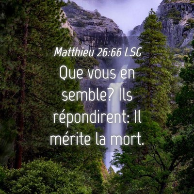 Picture 04 - Matthieu 26:66 LSG - Que vous en semble? Ils répondirent: Il mérite - Bible Verse Picture