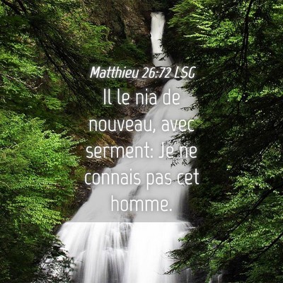 Picture 04 - Matthieu 26:72 LSG - Il le nia de nouveau, avec serment: Je ne connais - Bible Verse Picture