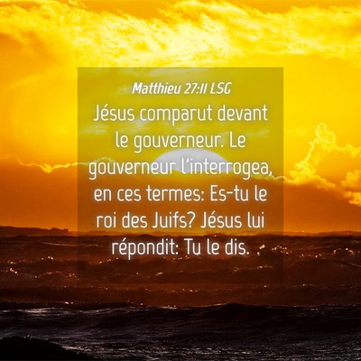 Picture 04 - Matthieu 27:11 LSG - Jésus comparut devant le gouverneur. Le - Bible Verse Picture
