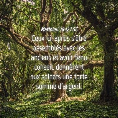 Picture 04 - Matthieu 28:12 LSG - Ceux-ci, après s'être assemblés avec les - Bible Verse Picture
