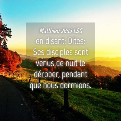 Picture 04 - Matthieu 28:13 LSG - en disant: Dites: Ses disciples sont venus de - Bible Verse Picture