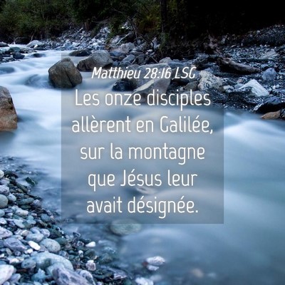 Picture 04 - Matthieu 28:16 LSG - Les onze disciples allèrent en Galilée, sur la - Bible Verse Picture