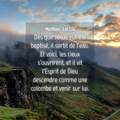 Picture 04 - Matthieu 3:16 LSG - Dès que Jésus eut été baptisé, il sortit de - Bible Verse Picture