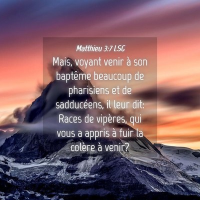 Picture 04 - Matthieu 3:7 LSG - Mais, voyant venir à son baptême beaucoup de - Bible Verse Picture