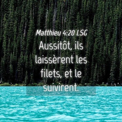 Picture 04 - Matthieu 4:20 LSG - Aussitôt, ils laissèrent les filets, et le - Bible Verse Picture