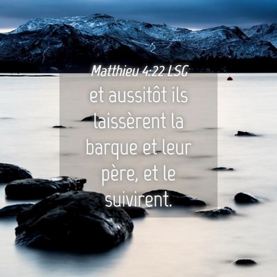 Picture 04 - Matthieu 4:22 LSG - et aussitôt ils laissèrent la barque et leur - Bible Verse Picture