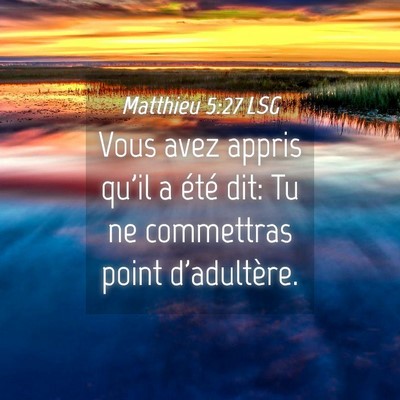 Picture 04 - Matthieu 5:27 LSG - Vous avez appris qu'il a été dit: Tu ne - Bible Verse Picture