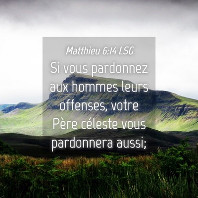 Picture 04 - Matthieu 6:14 LSG - Si vous pardonnez aux hommes leurs offenses, - Bible Verse Picture