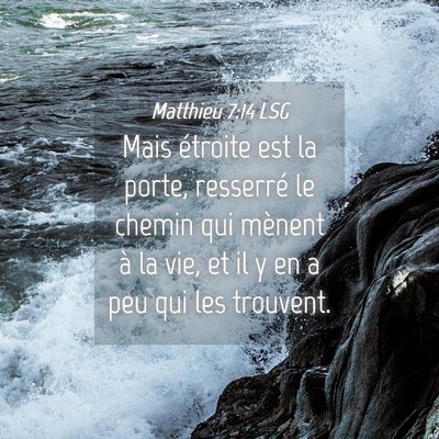 Picture 04 - Matthieu 7:14 LSG - Mais étroite est la porte, resserré le chemin - Bible Verse Picture