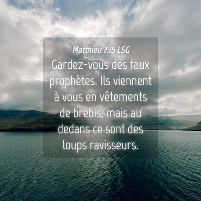 Picture 04 - Matthieu 7:15 LSG - Gardez-vous des faux prophètes. Ils viennent à - Bible Verse Picture
