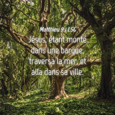 Picture 04 - Matthieu 9:1 LSG - Jésus, étant monté dans une barque, traversa - Bible Verse Picture