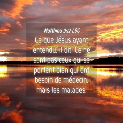 Picture 04 - Matthieu 9:12 LSG - Ce que Jésus ayant entendu, il dit: Ce ne sont - Bible Verse Picture