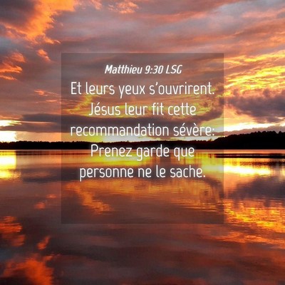 Picture 04 - Matthieu 9:30 LSG - Et leurs yeux s'ouvrirent. Jésus leur fit cette - Bible Verse Picture