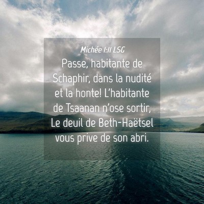 Picture 04 - Michée 1:11 LSG - Passe, habitante de Schaphir, dans la nudité et - Bible Verse Picture