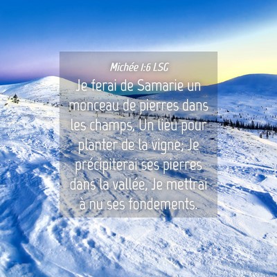 Picture 04 - Michée 1:6 LSG - Je ferai de Samarie un monceau de pierres dans - Bible Verse Picture