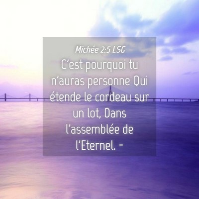 Picture 04 - Michée 2:5 LSG - C'est pourquoi tu n'auras personne Qui étende le - Bible Verse Picture
