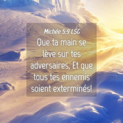 Picture 04 - Michée 5:9 LSG - Que ta main se lève sur tes adversaires, Et que - Bible Verse Picture