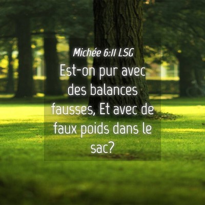 Picture 04 - Michée 6:11 LSG - Est-on pur avec des balances fausses, Et avec de - Bible Verse Picture