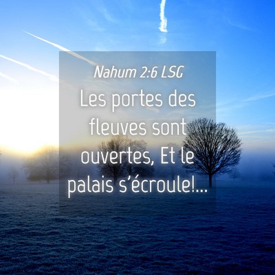 Picture 04 - Nahum 2:6 LSG - Les portes des fleuves sont ouvertes, Et le - Bible Verse Picture