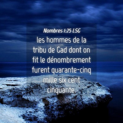 Picture 04 - Nombres 1:25 LSG - les hommes de la tribu de Gad dont on fit le - Bible Verse Picture