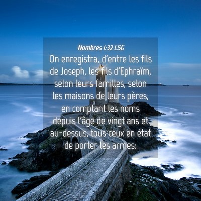 Picture 04 - Nombres 1:32 LSG - On enregistra, d'entre les fils de Joseph, les - Bible Verse Picture