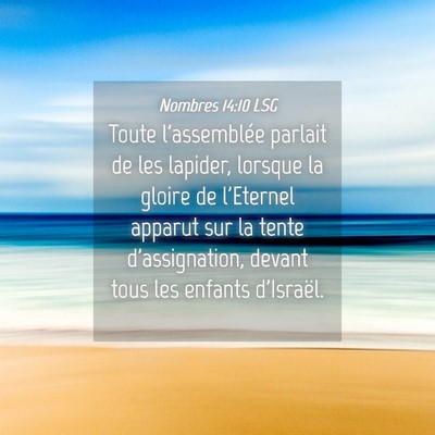 Picture 04 - Nombres 14:10 LSG - Toute l'assemblée parlait de les lapider, - Bible Verse Picture