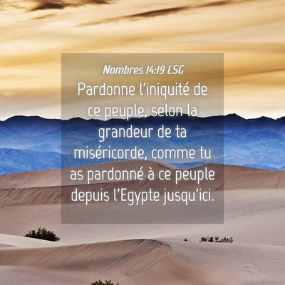 Picture 04 - Nombres 14:19 LSG - Pardonne l'iniquité de ce peuple, selon la - Bible Verse Picture