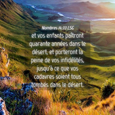 Picture 04 - Nombres 14:33 LSG - et vos enfants paîtront quarante années dans le - Bible Verse Picture