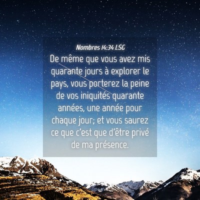 Picture 04 - Nombres 14:34 LSG - De même que vous avez mis quarante jours à - Bible Verse Picture