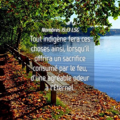 Picture 04 - Nombres 15:13 LSG - Tout indigène fera ces choses ainsi, lorsqu'il - Bible Verse Picture