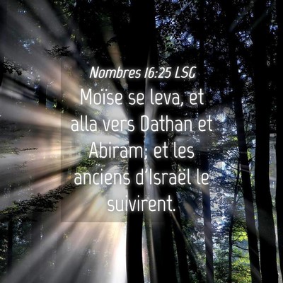 Picture 04 - Nombres 16:25 LSG - Moïse se leva, et alla vers Dathan et Abiram; et - Bible Verse Picture
