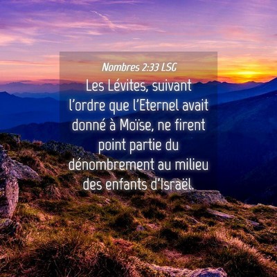 Picture 04 - Nombres 2:33 LSG - Les Lévites, suivant l'ordre que l'Eternel avait - Bible Verse Picture
