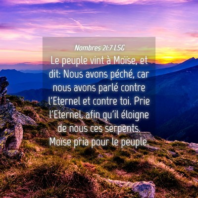 Picture 04 - Nombres 21:7 LSG - Le peuple vint à Moïse, et dit: Nous avons - Bible Verse Picture