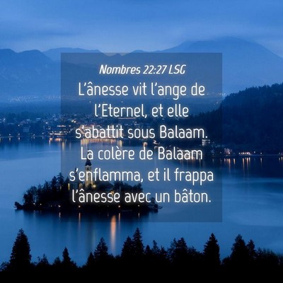 Picture 04 - Nombres 22:27 LSG - L'ânesse vit l'ange de l'Eternel, et elle - Bible Verse Picture