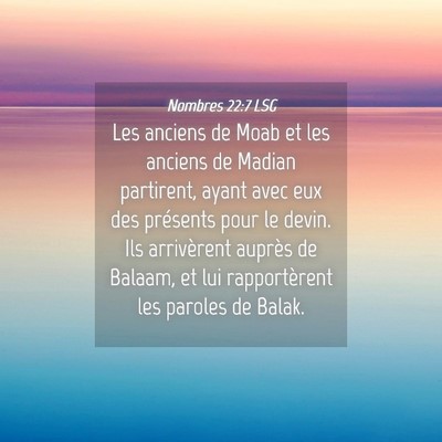 Picture 04 - Nombres 22:7 LSG - Les anciens de Moab et les anciens de Madian - Bible Verse Picture