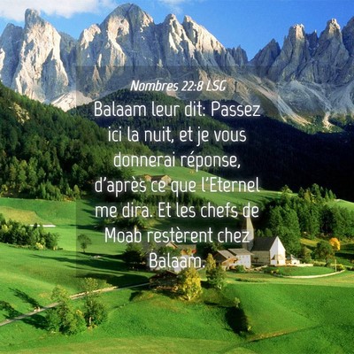 Picture 04 - Nombres 22:8 LSG - Balaam leur dit: Passez ici la nuit, et je vous - Bible Verse Picture