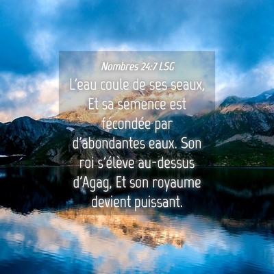 Picture 04 - Nombres 24:7 LSG - L'eau coule de ses seaux, Et sa semence est - Bible Verse Picture