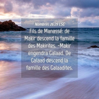 Picture 04 - Nombres 26:29 LSG - Fils de Manassé: de Makir descend la famille des - Bible Verse Picture