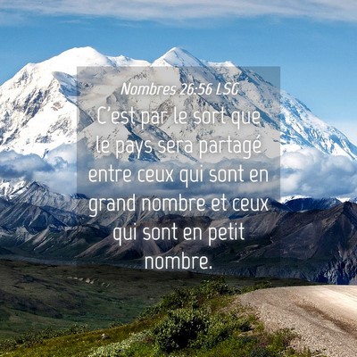 Picture 04 - Nombres 26:56 LSG - C'est par le sort que le pays sera partagé entre - Bible Verse Picture