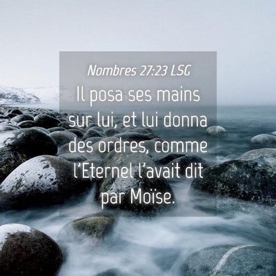 Picture 04 - Nombres 27:23 LSG - Il posa ses mains sur lui, et lui donna des - Bible Verse Picture