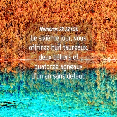 Picture 04 - Nombres 29:29 LSG - Le sixième jour, vous offrirez huit taureaux, - Bible Verse Picture