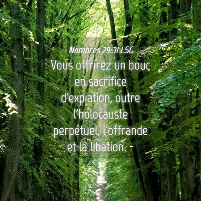 Picture 04 - Nombres 29:31 LSG - Vous offrirez un bouc en sacrifice d'expiation, - Bible Verse Picture