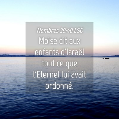 Picture 04 - Nombres 29:40 LSG - Moïse dit aux enfants d'Israël tout ce que - Bible Verse Picture