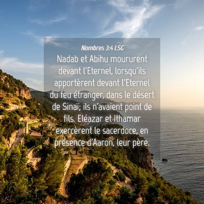 Picture 04 - Nombres 3:4 LSG - Nadab et Abihu moururent devant l'Eternel, - Bible Verse Picture