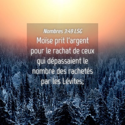 Picture 04 - Nombres 3:49 LSG - Moïse prit l'argent pour le rachat de ceux qui - Bible Verse Picture