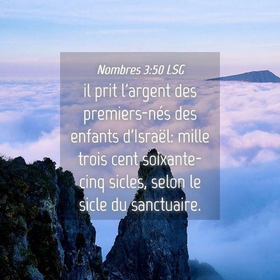 Picture 04 - Nombres 3:50 LSG - il prit l'argent des premiers-nés des enfants - Bible Verse Picture