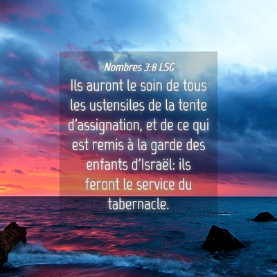 Picture 04 - Nombres 3:8 LSG - Ils auront le soin de tous les ustensiles de la - Bible Verse Picture