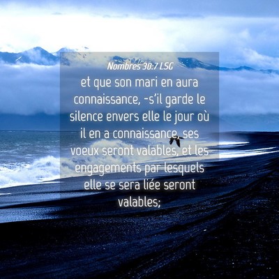 Picture 04 - Nombres 30:7 LSG - et que son mari en aura connaissance, -s'il garde - Bible Verse Picture