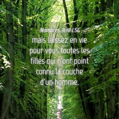 Picture 04 - Nombres 31:18 LSG - mais laissez en vie pour vous toutes les filles - Bible Verse Picture